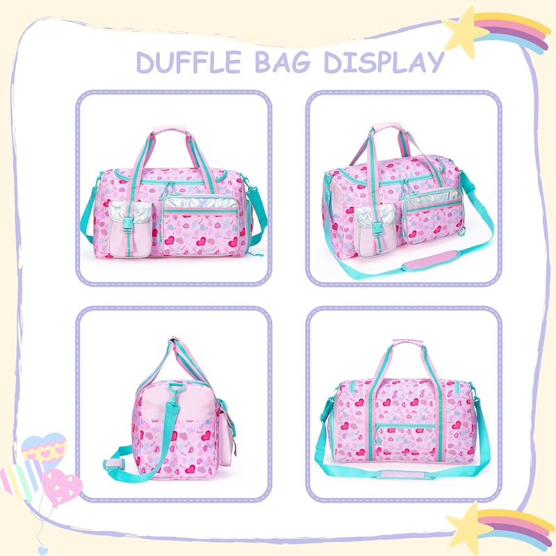 Oruiji Kids Duffle Bag Girls Women Travel Bag Gifts Overnight Bags for Girls Women Kids Gym Dance Bags with Shoes Compartment - Image 3
